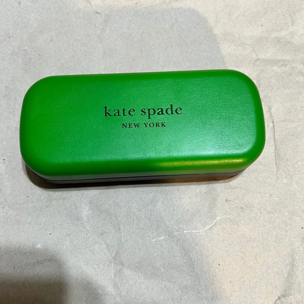 Kate Spade  Eyeglass Case Green Black Hard Shell Polka Dot Cloth Accessory
